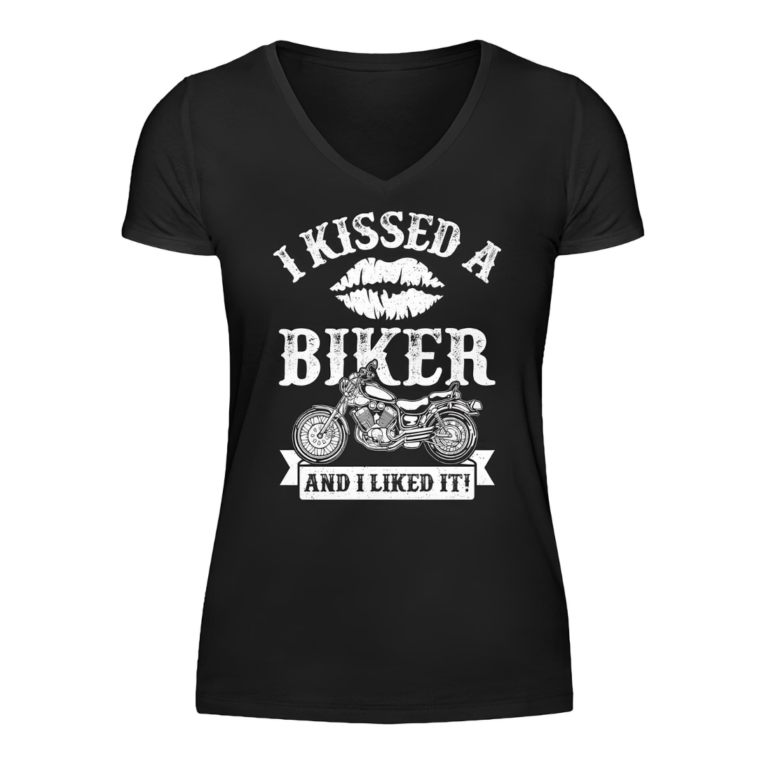 I kissed a Biker - Damen T-Shirt V-Neck