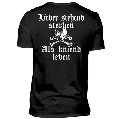 Lieber stehend sterben (Totenkopf) - Premium T-Shirt Rückendruck