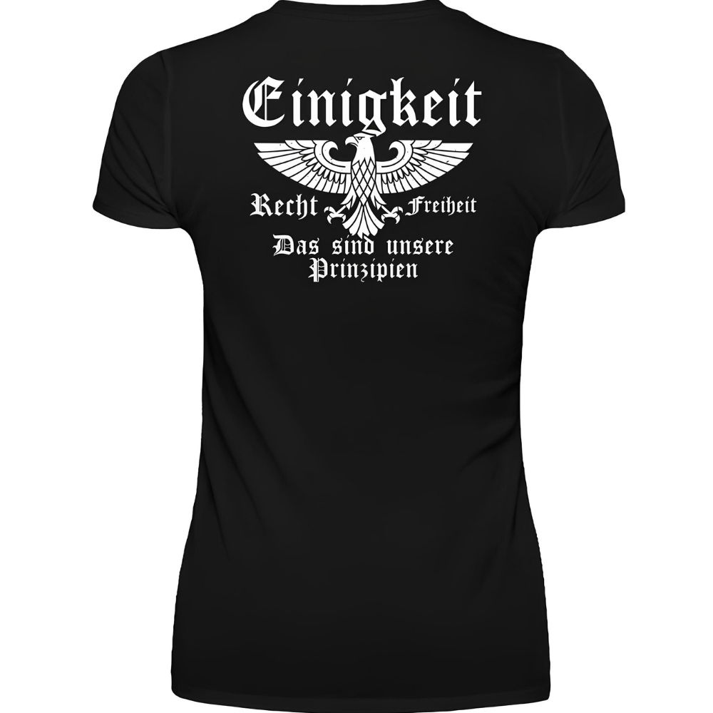 Einigkeit, Recht & Freiheit - Premium Damen T-Shirt Rückendruck