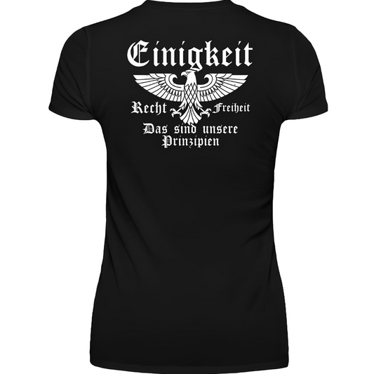 Einigkeit, Recht & Freiheit - Premium Damen T-Shirt Rückendruck