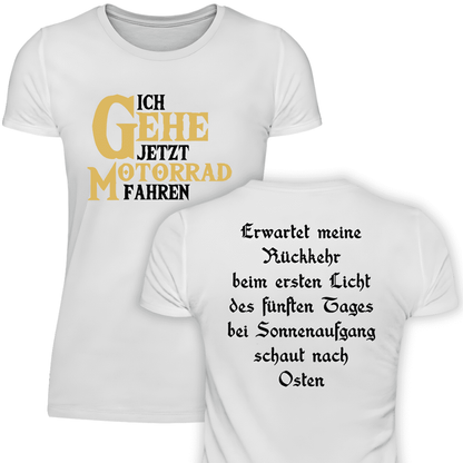 Motorrad fahren - Damen T-Shirt (Beidseitig bedruckt)